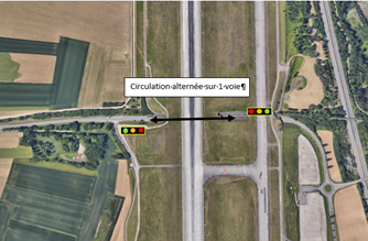 Plan de situation circulation alternée sur 1 voix